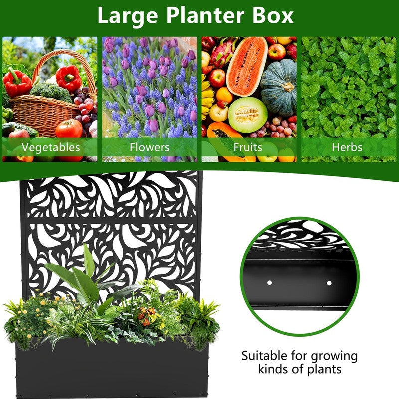 71" H Metal Planter with Trellis, Outdoor Raised Garden Bed for Climbing Plants,1