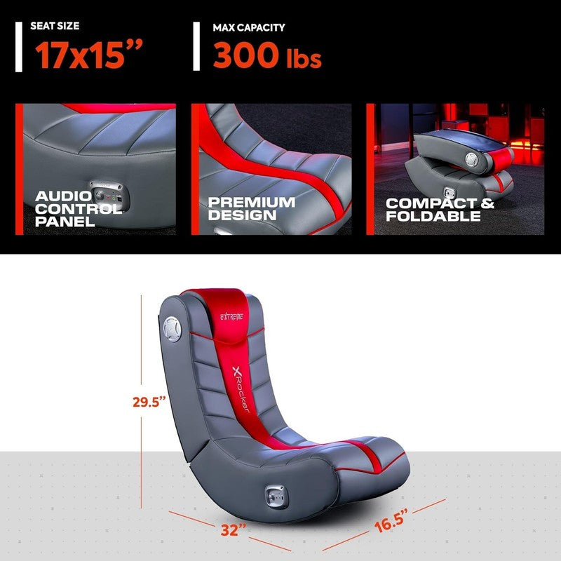 Gaming Rocker Chair w/ Speakers, Foldable Floor Seat for Teens & Kids2