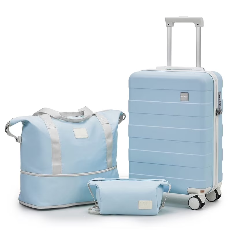 Travel Luggage Set 20in Carry On Duffel Toiletry Bag Blue0