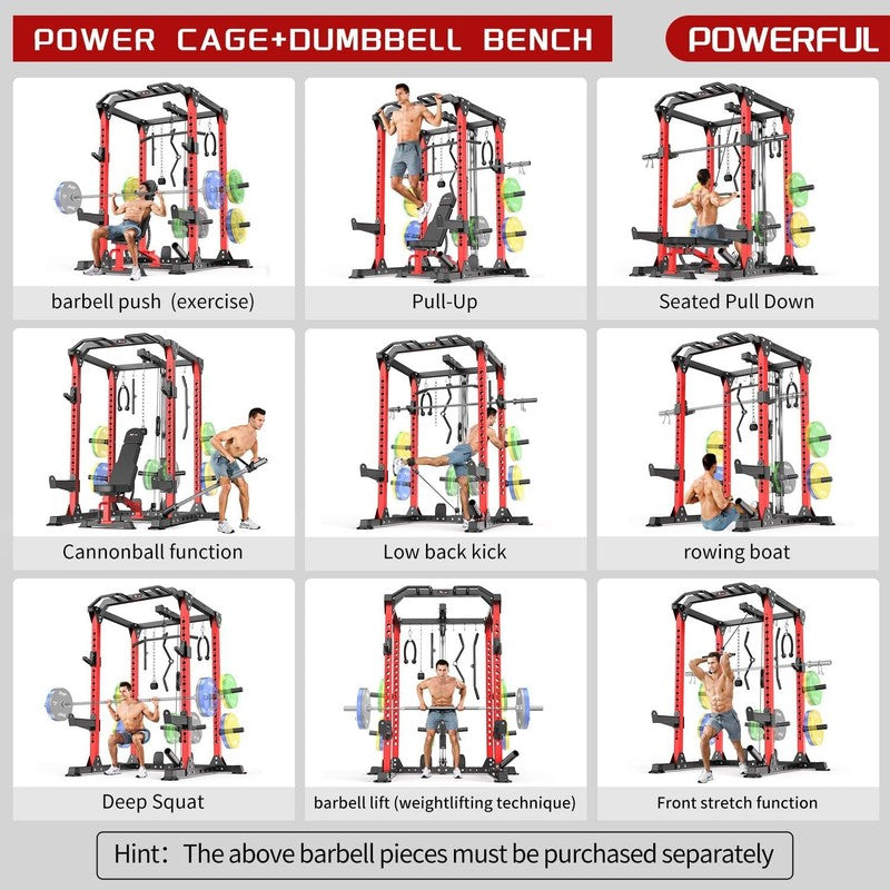 ower Rack Cage Multi-Function Squat Rack Cable Crossover Home Gym  Training7