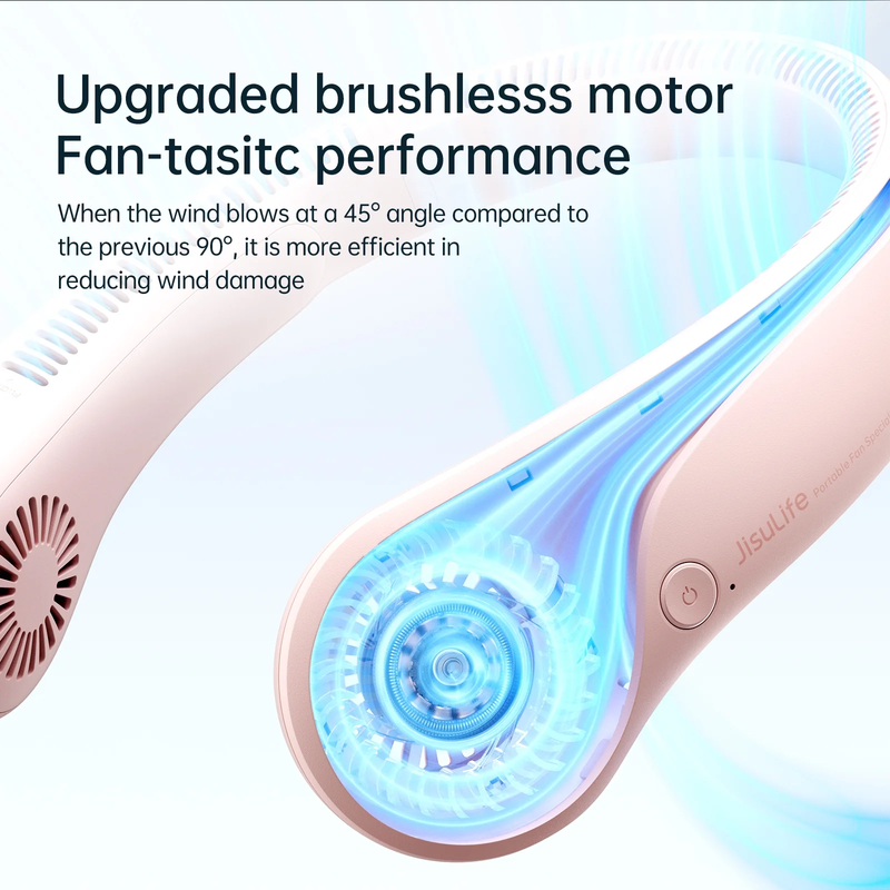 Portable Neck Fan Bladeless Wearable Hands Free 5 Speed 16H Pink5