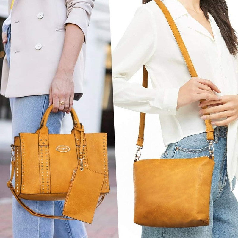3Pc Women’s Handbag Set Tote Satchel Shoulder Top Handle Purse Wallet1