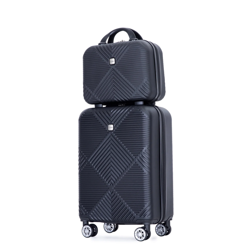 2 Piece Luggage Set Hardside Spinner Wheels Lightweight Carry On Suitcase Black10