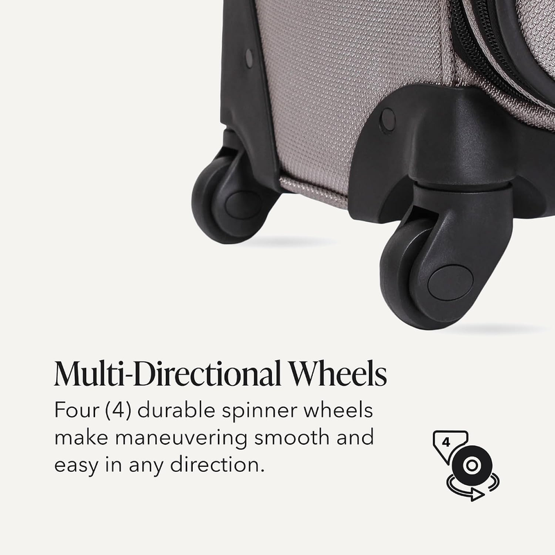 Large Softside Expandable Spinner Luggage Lightweight Travel Suitcase Pewter4