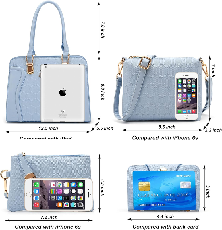 Women Fashion Handbag Set 4PCS Tote Shoulder Top Handle Satchel Purse2
