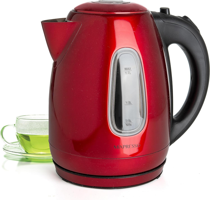 Electric Kettle 1.7L 1500W Stainless Steel Cordless Fast Boil Tea Kettle Red9