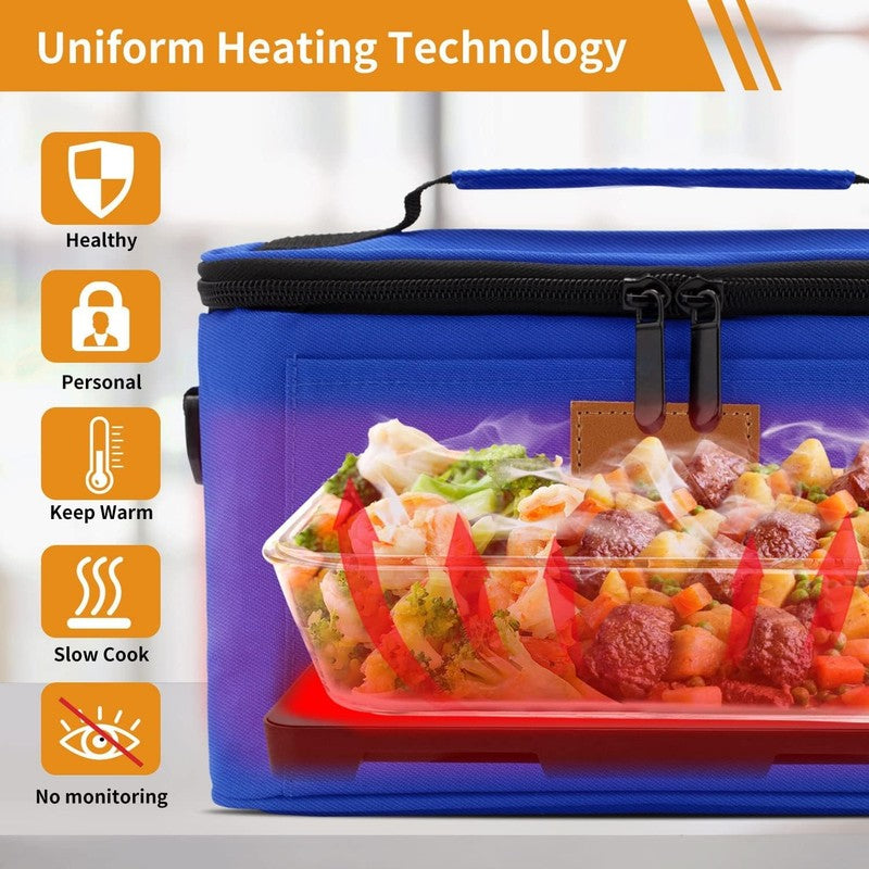 Portable Electric Lunch Box Oven Food Warmer 3 in 1 12V 24V 110V Blue8