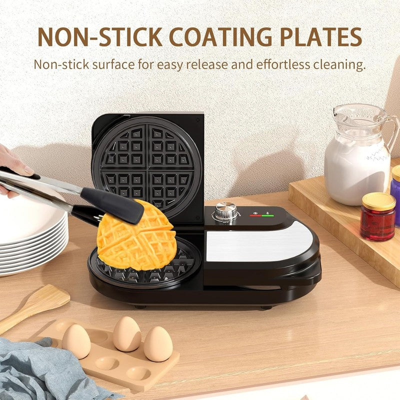 Double Waffle Maker 6" 1400W Belgian Waffle Iron Nonstick Temp Control Stainless3