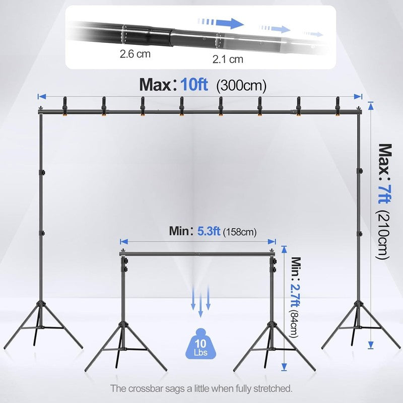 Backdrop Stand 10X7Ft(Wxh) Photo Studio Adjustable Background Stand Support Kit 2
