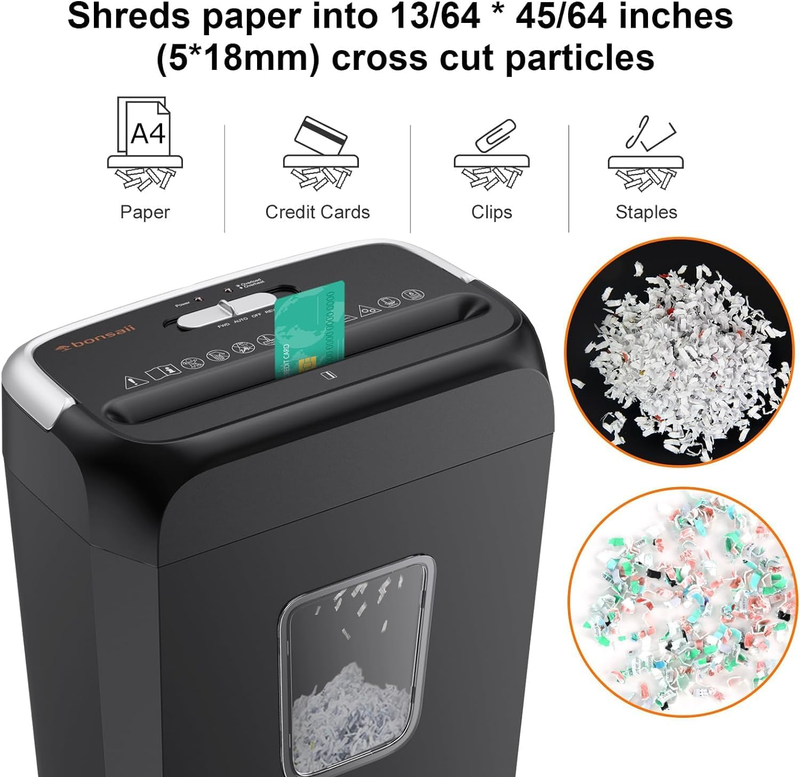 Paper Shredder for Home Use,6 Sheet Crosscut Paper and Credit Card Shredder for 2