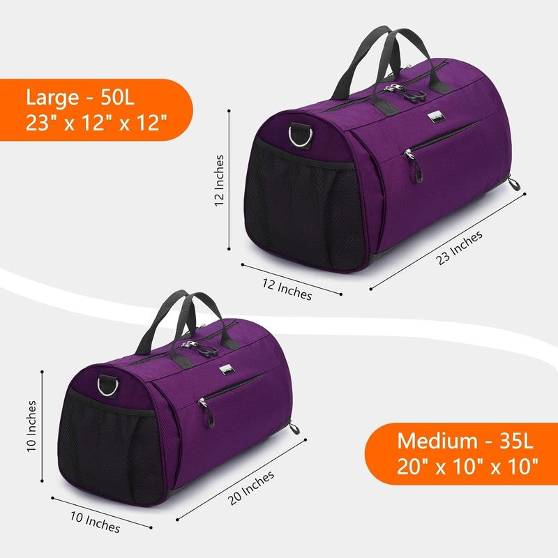 Gym Bag Unisex Duffel Shoe Compartment Wet Pocket Travel Sports Purple M3