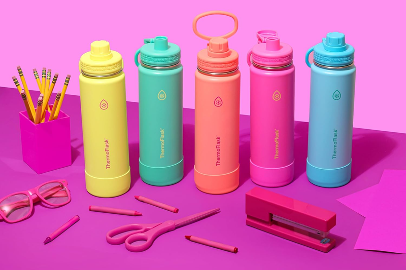 24oz Insulated Water Bottle Stainless Steel Spout Lid Leakproof Hot Cold4