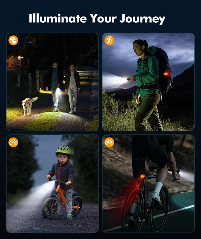 Bike Lights 2 pack Set 3+6 Modes USB Rechargeable IP65 Waterproof LED6
