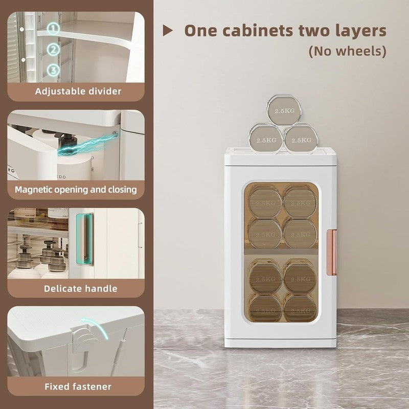 Mini Storage Cabinet with Doors and Shelves Countertop Cabinet Bathroom Storage 3