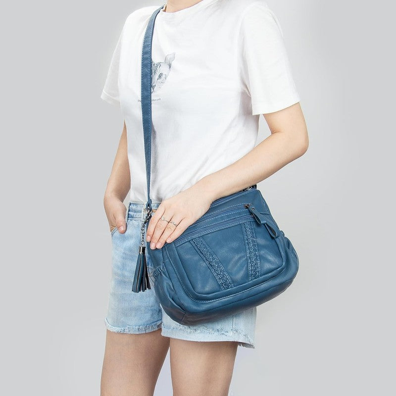 Women Crossbody Bag Tassel PU Leather Shoulder Handbag Purse Pocketbook2