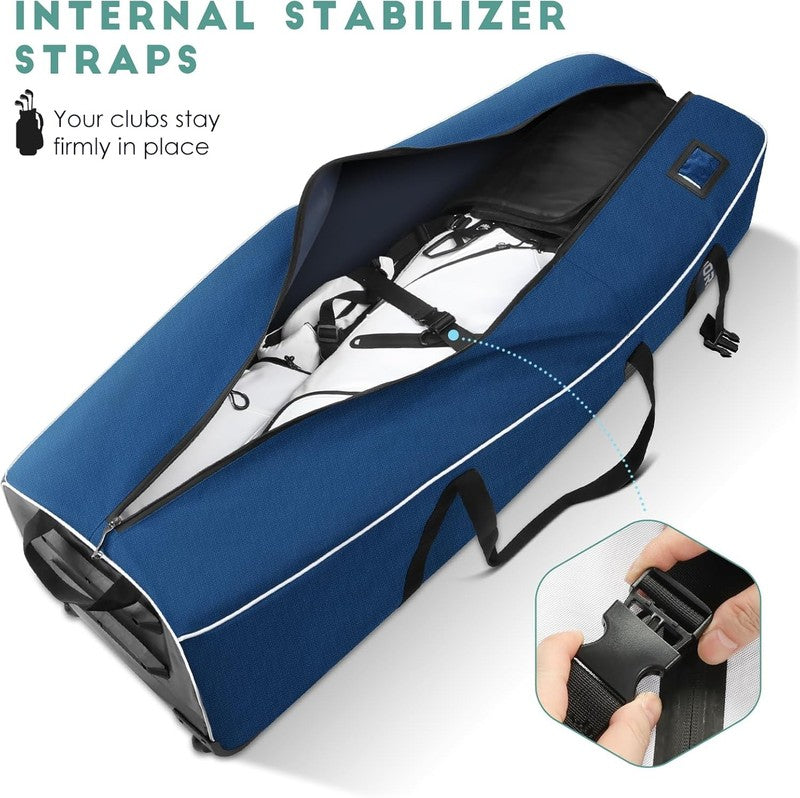 Golf Travel Bag w Wheels Soft Sided 900D Oxford Padded Club Protection5