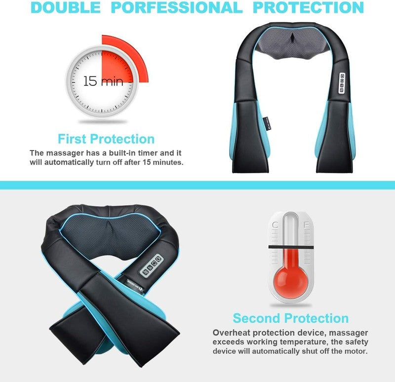 Shiatsu Neck Massager w/ Heat Deep Kneading Back Shoulder Pain Relief3