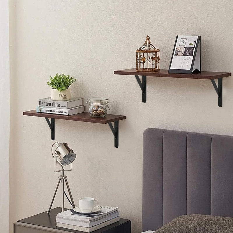 12 Pack L8 X H 6" Black Heavy Duty Shelf Brackets with Screws Metal Shelf Bracke5