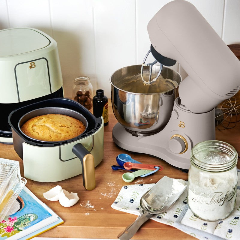 3.5 Qt Stand Mixer Porcini Taupe w/ Flat Beater Dough Hook & Whisk7