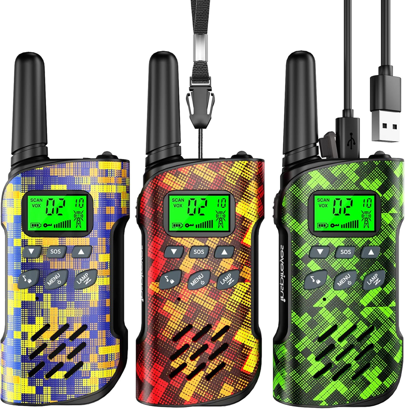 Kids Walkie Talkies 3 Pack Rechargeable Toy Radios Long Range 3 12 Gift8