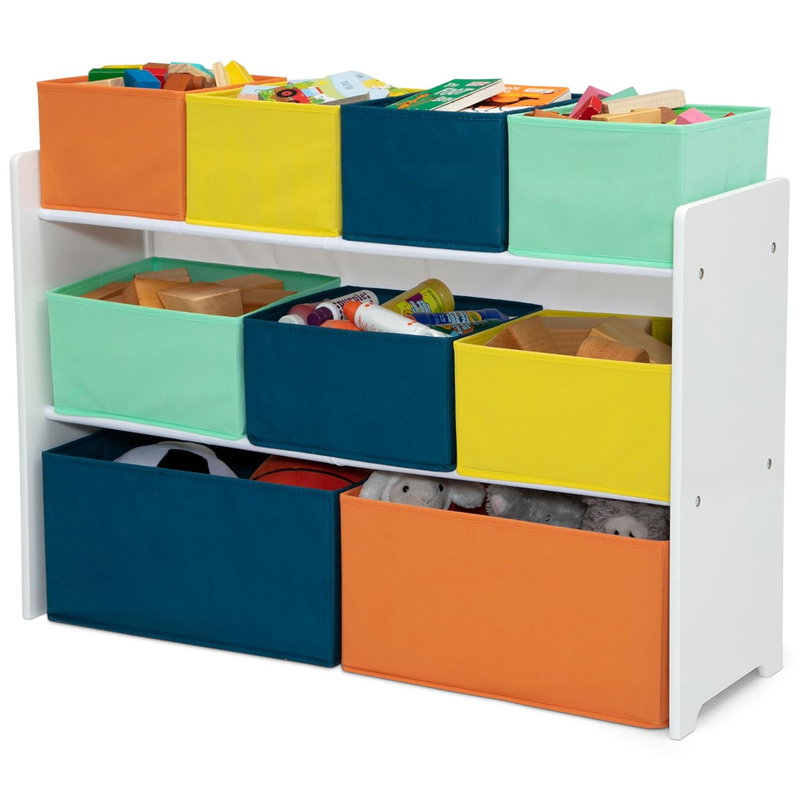 Deluxe Multi Bin Toy Organizer w/ Storage Bins Greenguard Gold White Navy/Green5