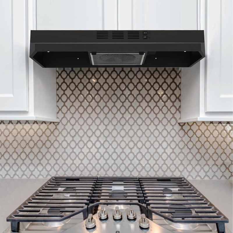 30" Under Cabinet Range Hood Black 230CFM LED Convertible Kitchen Vent1