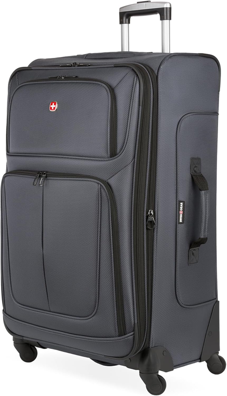 Sion Large Checked Softside Expandable Spinner Travel Suitcase Dark Grey0