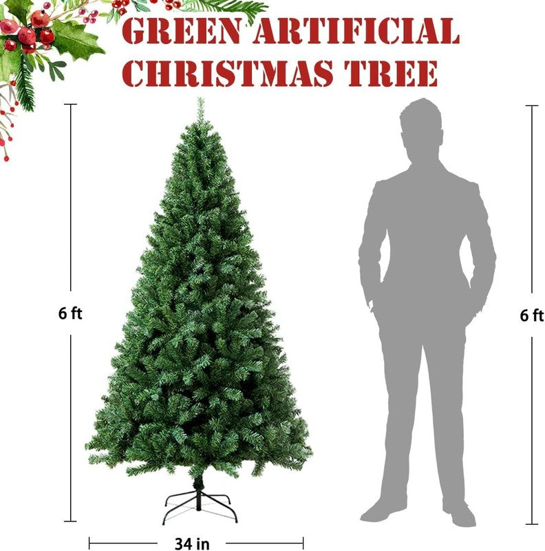 6FT Premium Christmas Tree, Large Spruce Artificial Holiday Xmas Tree with 1,0007