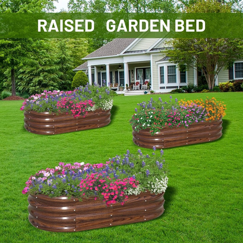 Galvanized Raised Garden Bed Outdoor, 3Pcs 4X2X1Ft Metal Planter Box, Brown5