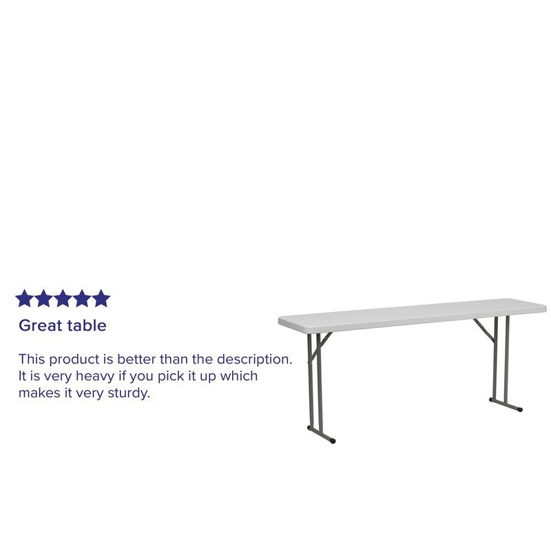 6-Foot Granite White Plastic Folding Training and Event Table3