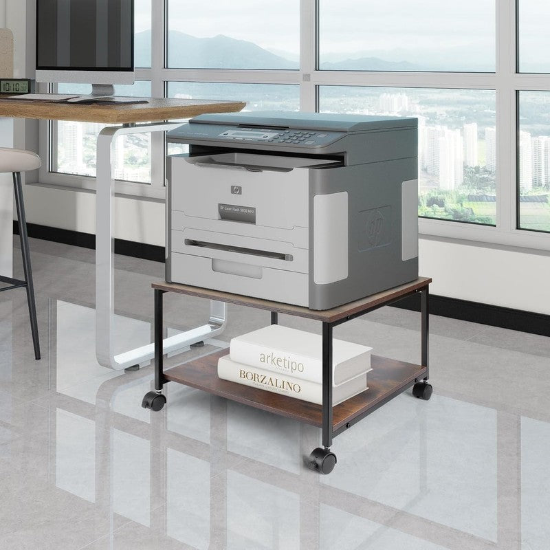Printer Stand,19.5''X19.5''X12.8'' 2 Tier Large Printer Laser Table Heavy Duty R5