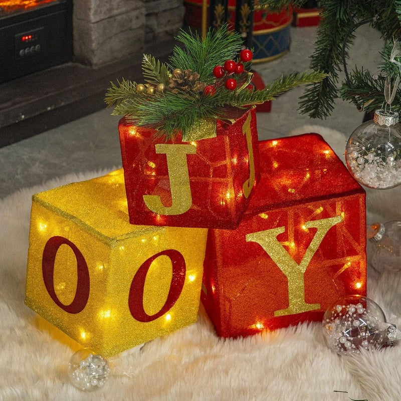Set of 3 Christmas Lighted Gift Boxes 60 LED Pre-Lit Indoor Outdoor Decor3
