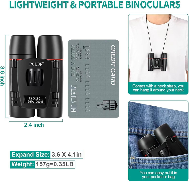12x25 Compact Pocket Binoculars Adults Bird Watching Travel Concerts4