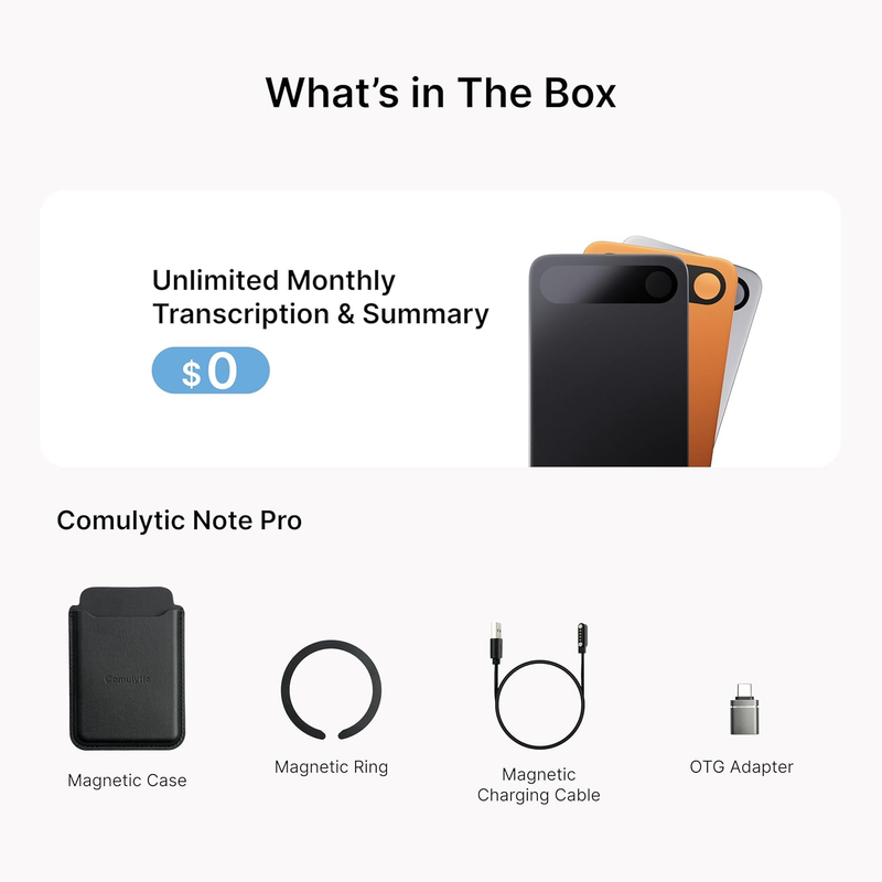 Note Pro AI Voice Recorder 64GB Transcribe 113 Languages Orange7