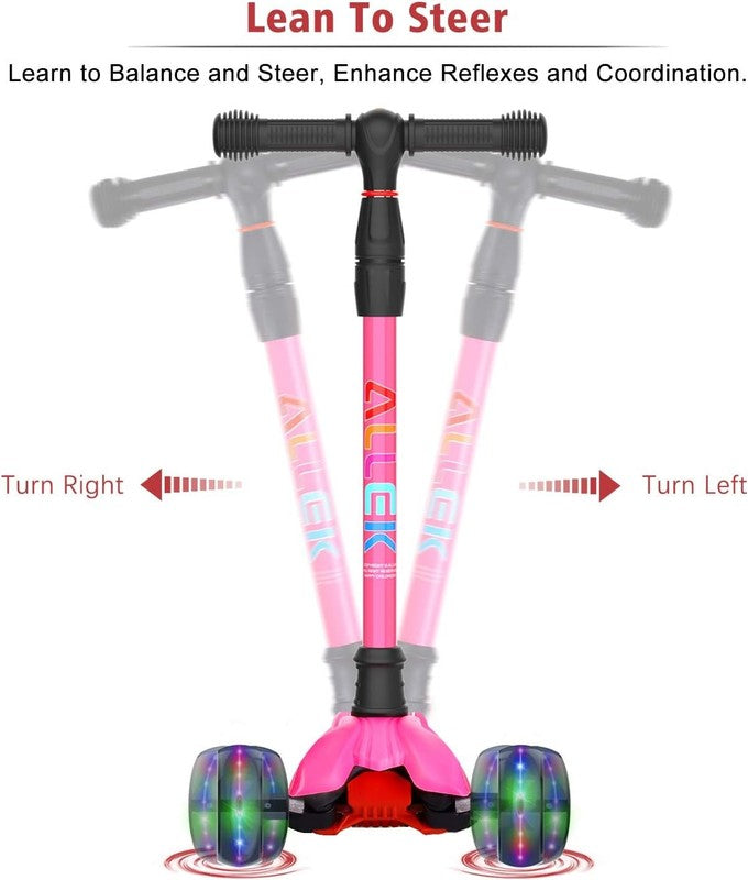 Kick Scooter B02 Lean 'N Glide Wide PU Light Up Wheels 4 Heights Rose Pink3