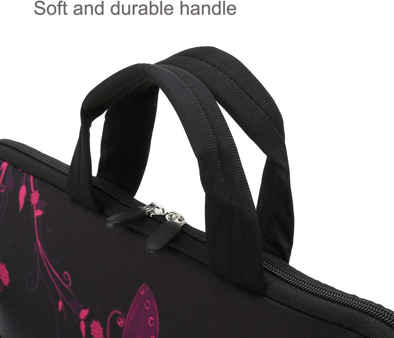 14–15.6 Inch Laptop Sleeve Bag Butterfly Neoprene Carry Case with Handle Pocket3