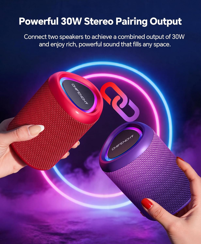 Portable Bluetooth Speaker IPX5 Waterproof BT 5.3 TWS Beach Camping5