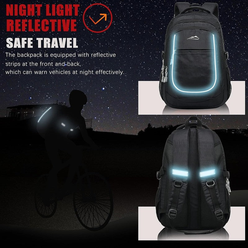 15.6" Laptop Backpack College Travel Business Hiking Multi-Compartment Black3