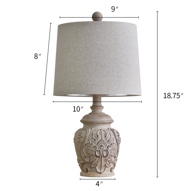 Set of 2 18.75" Rustic Retro Farmhouse Table Lamps Resin for Bedroom5