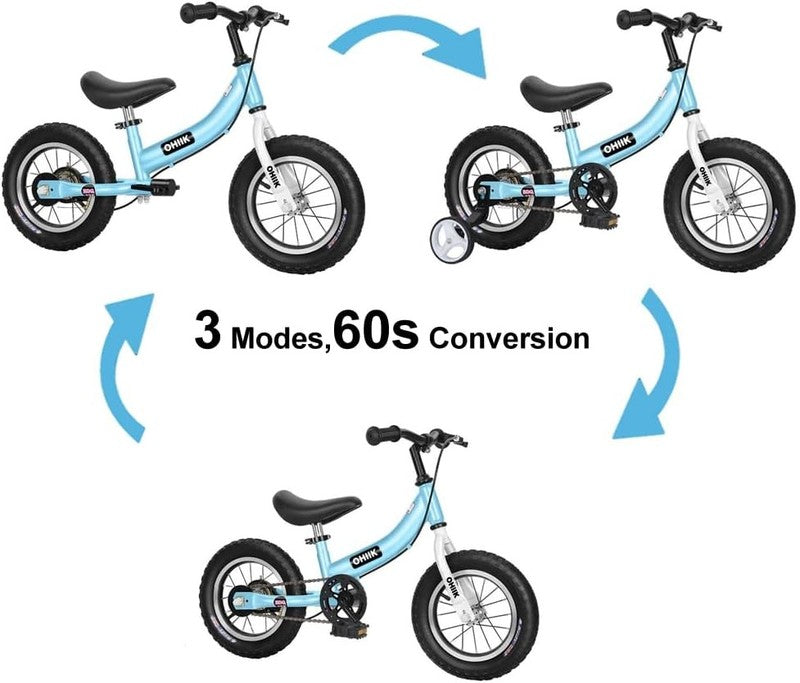 2-in-1 Kids Balance Bike to Pedal Bike 12-16 Inch Training Wheels Brakes1