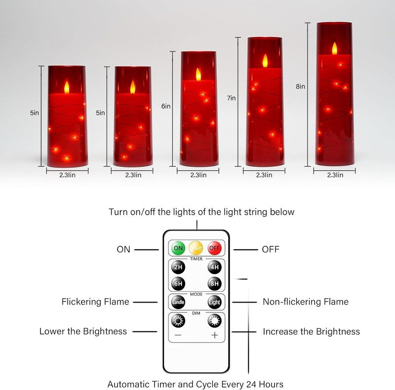 Flameless LED Candles with Timer 5 Pc Flickering Flameless Candles for Romantic 4