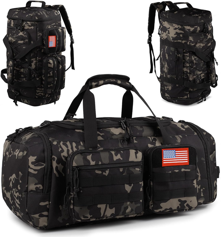 50L Tactical Gym Duffle Backpack 3in1 Travel Bag Shoe Compartment Wet Pocket7