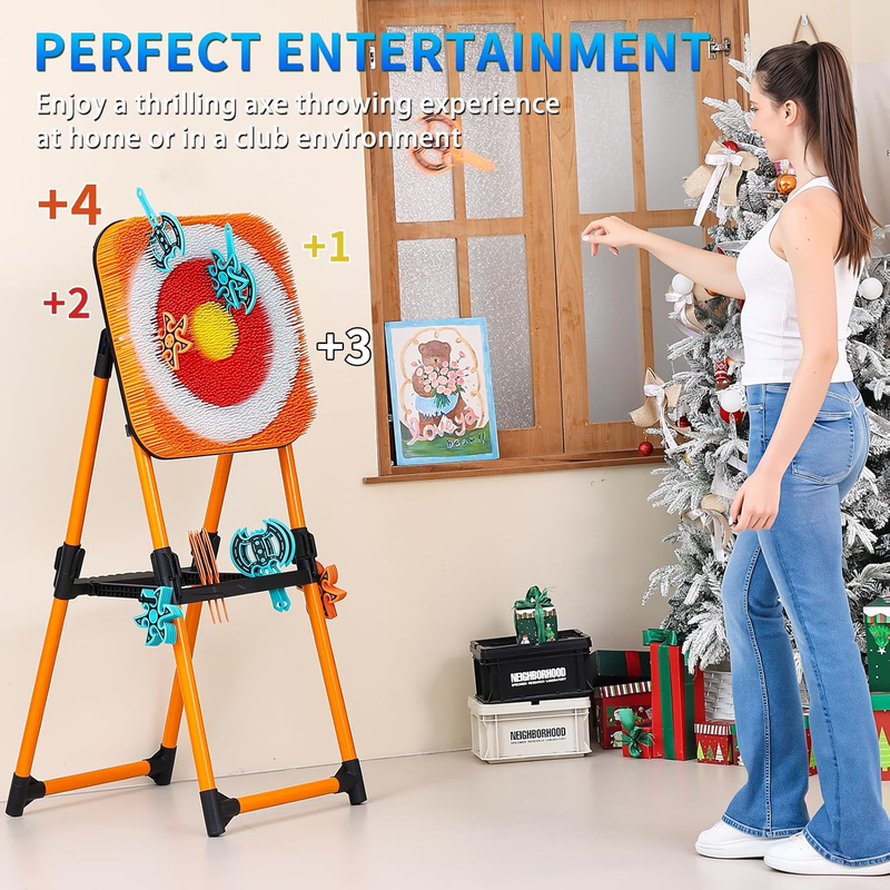 Axe Throwing Game Set Backyard w/ 8 Axes 8 Star Darts Indoor Outdoor Fun2