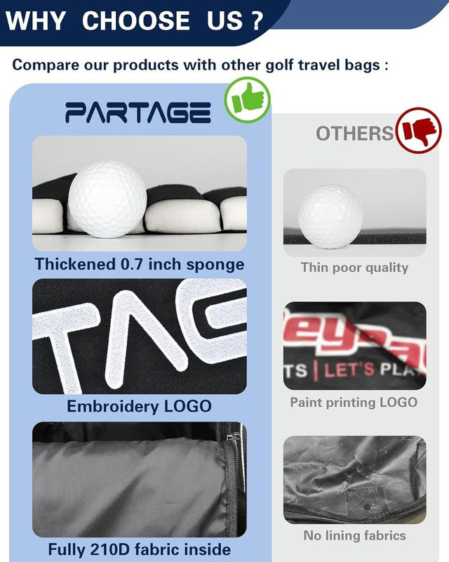 Golf Travel Bag w Wheels 900D Heavy Duty Oxford Fabric Airline Case Black4