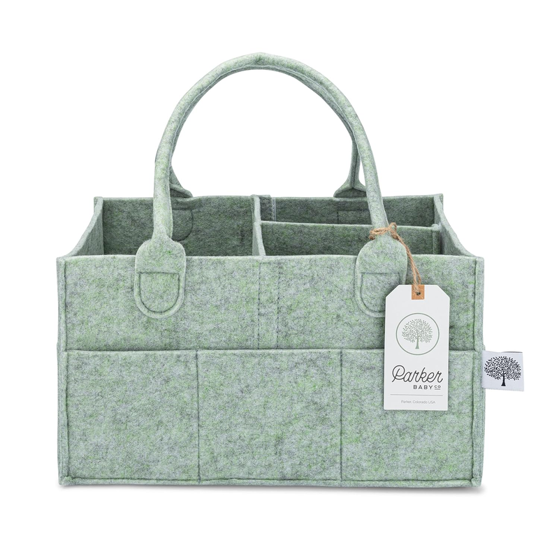 Parker Baby Diaper Caddy Nursery Storage Bin & Car Organizer Sage0