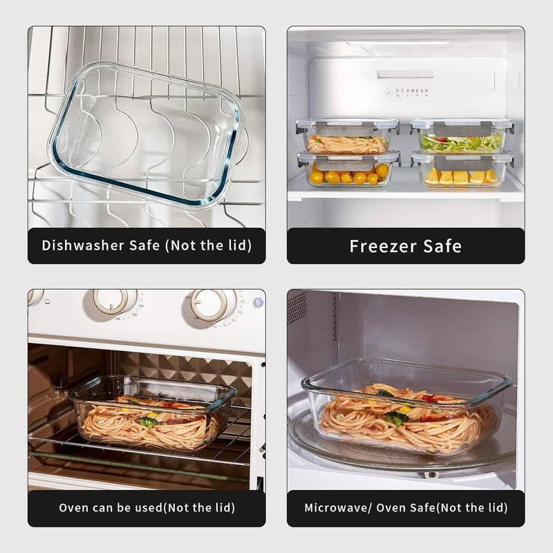 10 Pack 22oz Glass Meal Prep Containers Airtight Leakproof Gray3