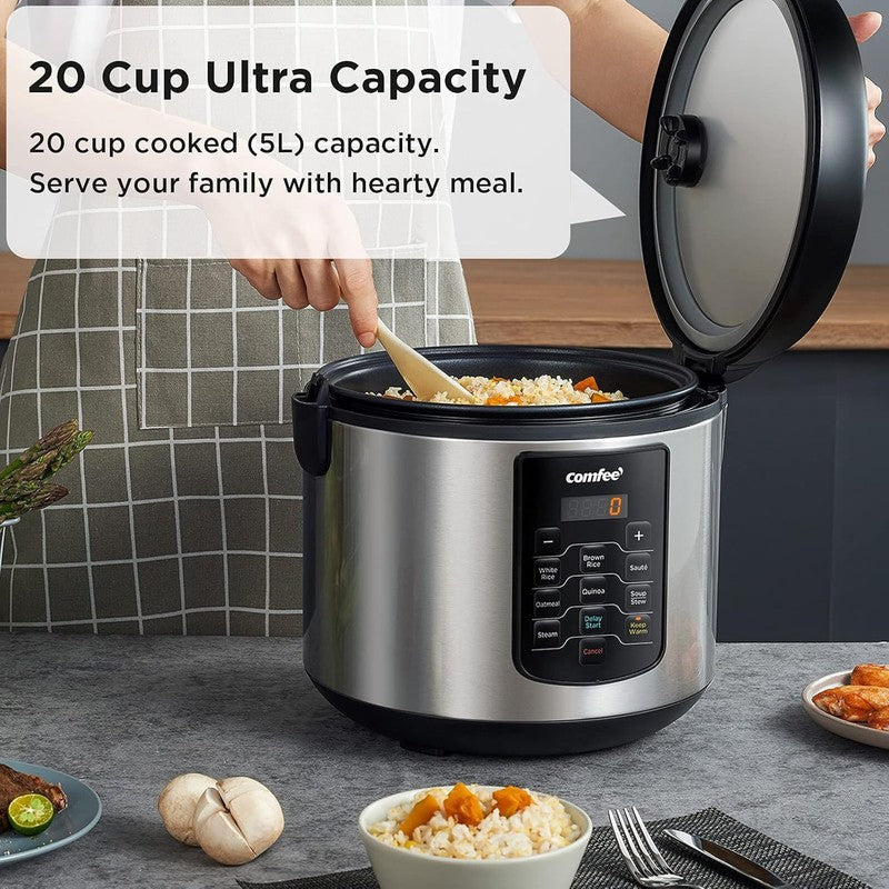 Rice Cooker 10 Cup/20 Cup Cooked 8 in 1 Steamer Sauté Warmer 5.2Qt Large4