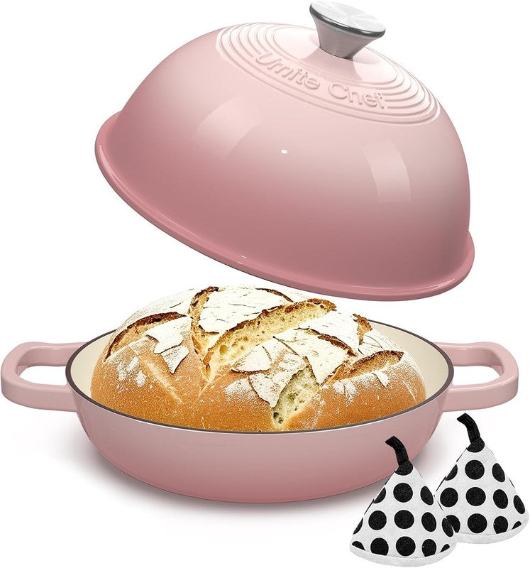 6QT Cast Iron Dutch Oven w/ Dome Lid Sourdough Baking Pink8