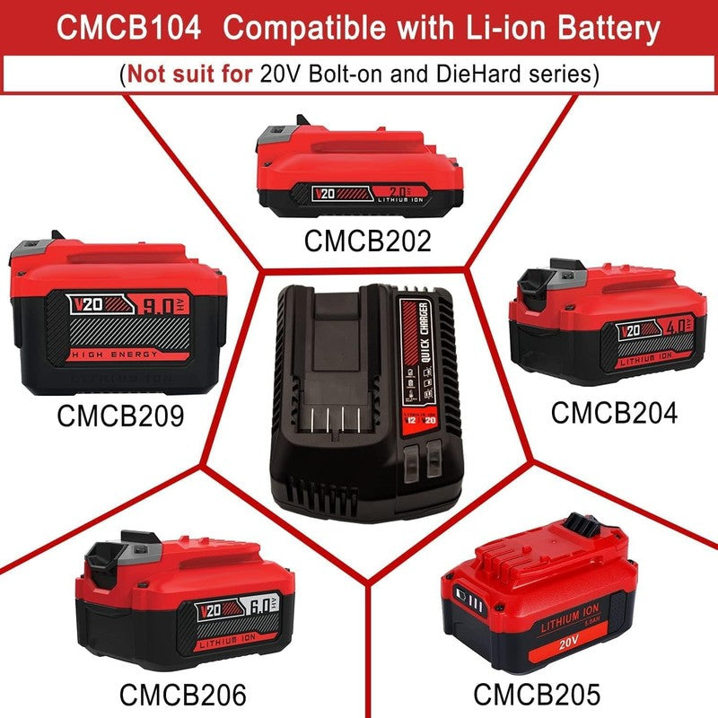 20V Max Battery Charger Replacement for Craftsman Lithium CMCB100/101/104/2054