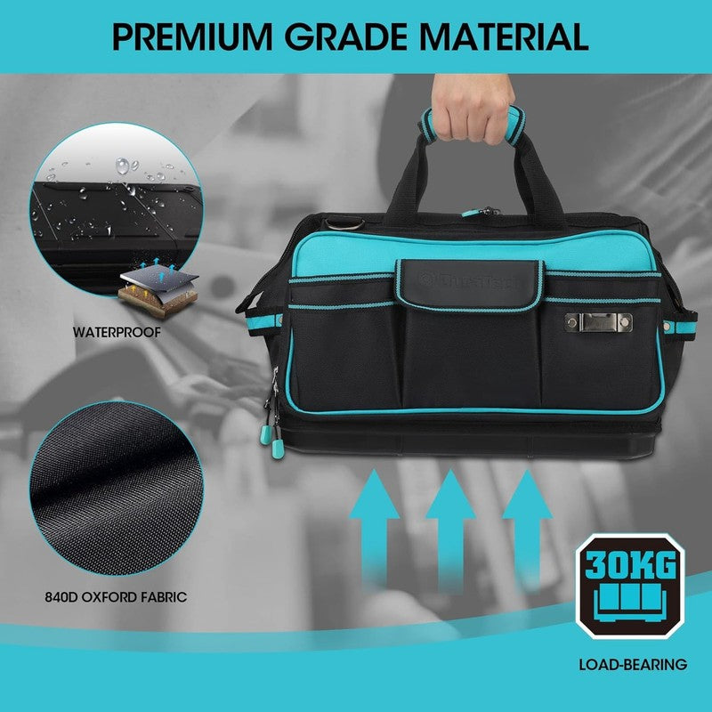 17" Wide Mouth Tool Bag 32-Pocket Organizer Waterproof Molded Base 840D Oxford3